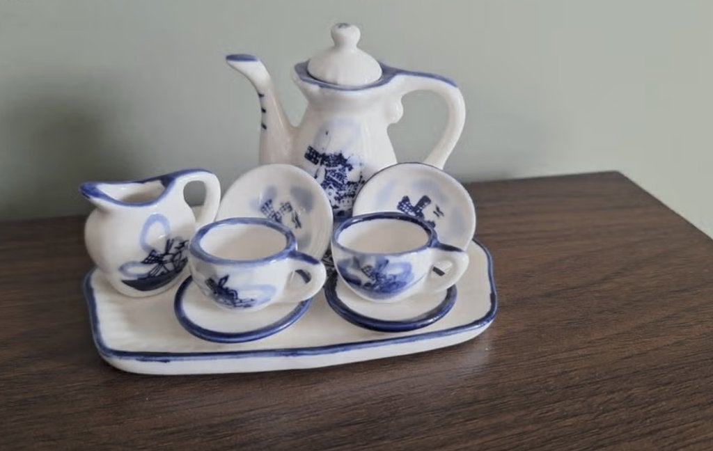 Miniatuur theeserviesje Delfts Blauw, Ophalen of Verzenden, Zo goed als nieuw, Gebruiksvoorwerp