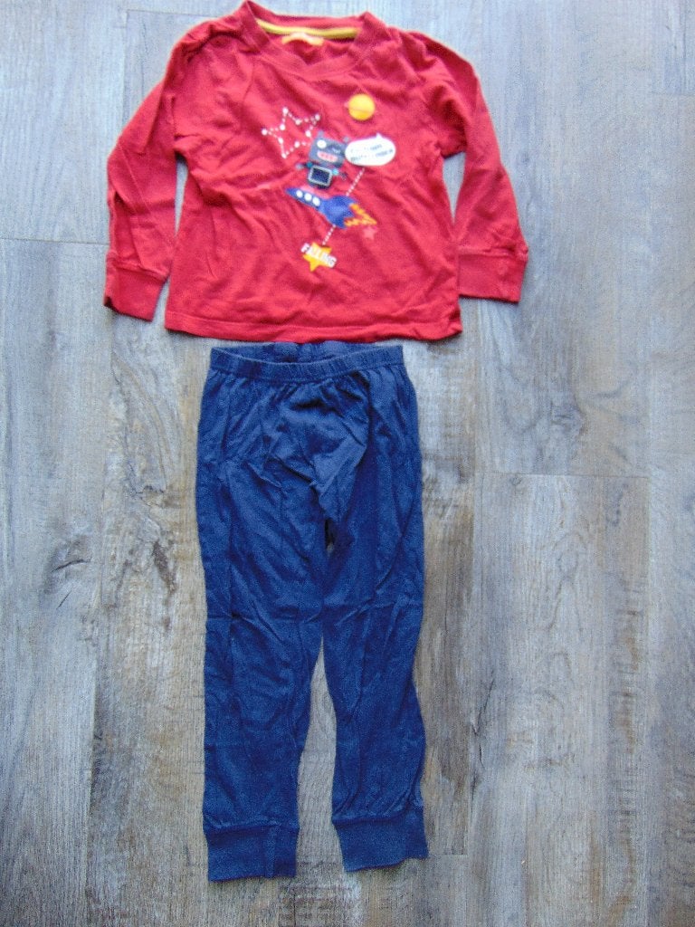 Hema pyjama lange broek + shirt blauw en rood maat 98 / 104, Nacht- of Onderkleding, Ophalen of Verzenden, Zo goed als nieuw, Hema