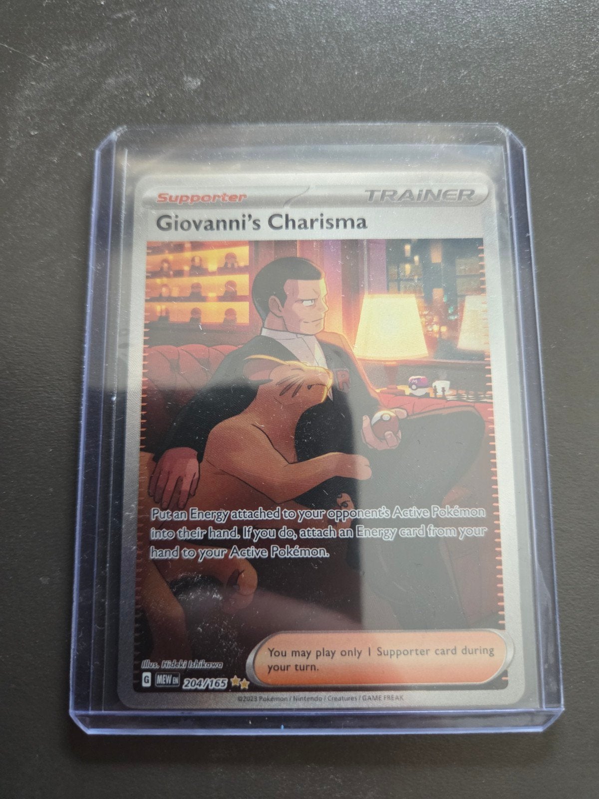 Giovanni's Charisma Full Art Trainer Kaart Pokémon (204/165), Ophalen of Verzenden, Nieuw, Losse kaart