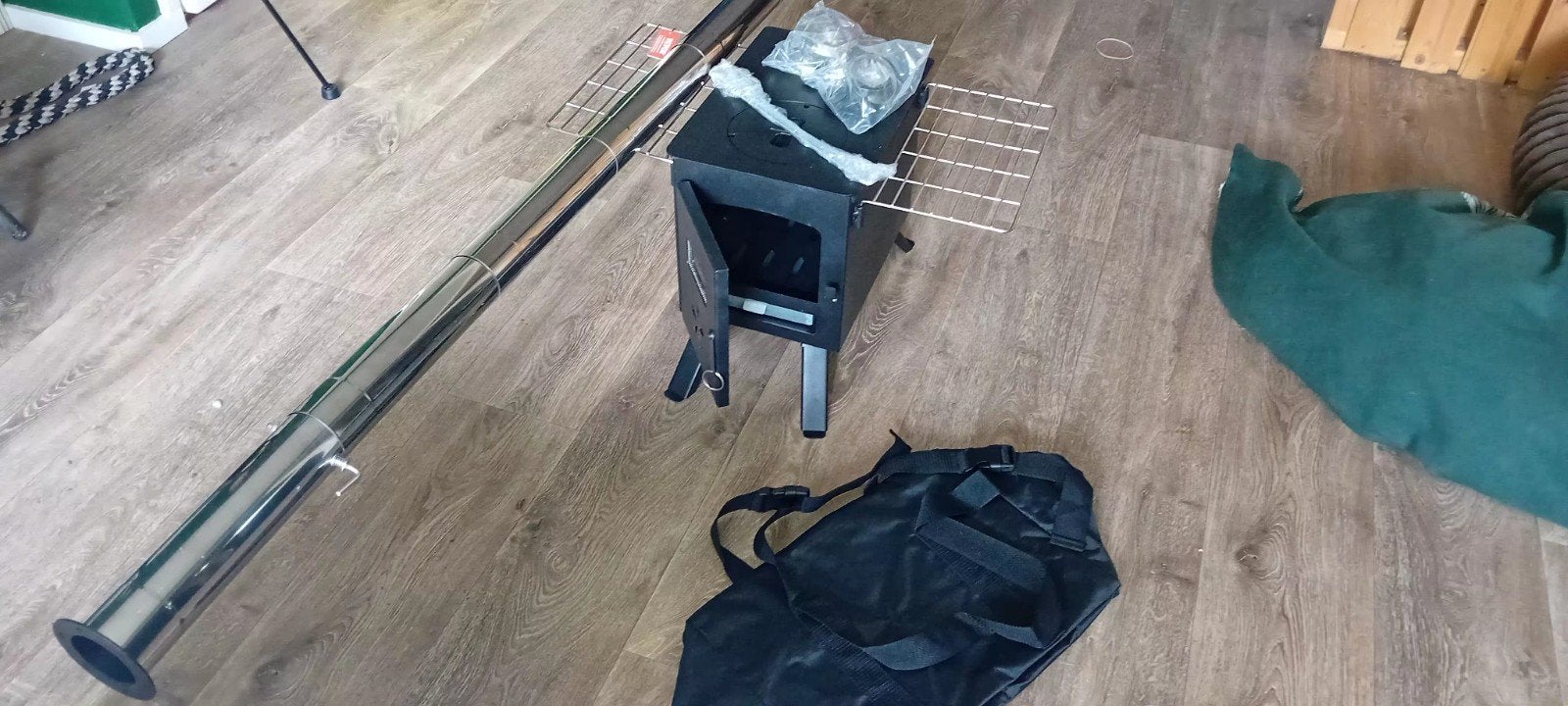 Draagbare Houtkachel met Schoorsteen en Grillroosters, Ophalen, Vrijstaande haard, Houthaard