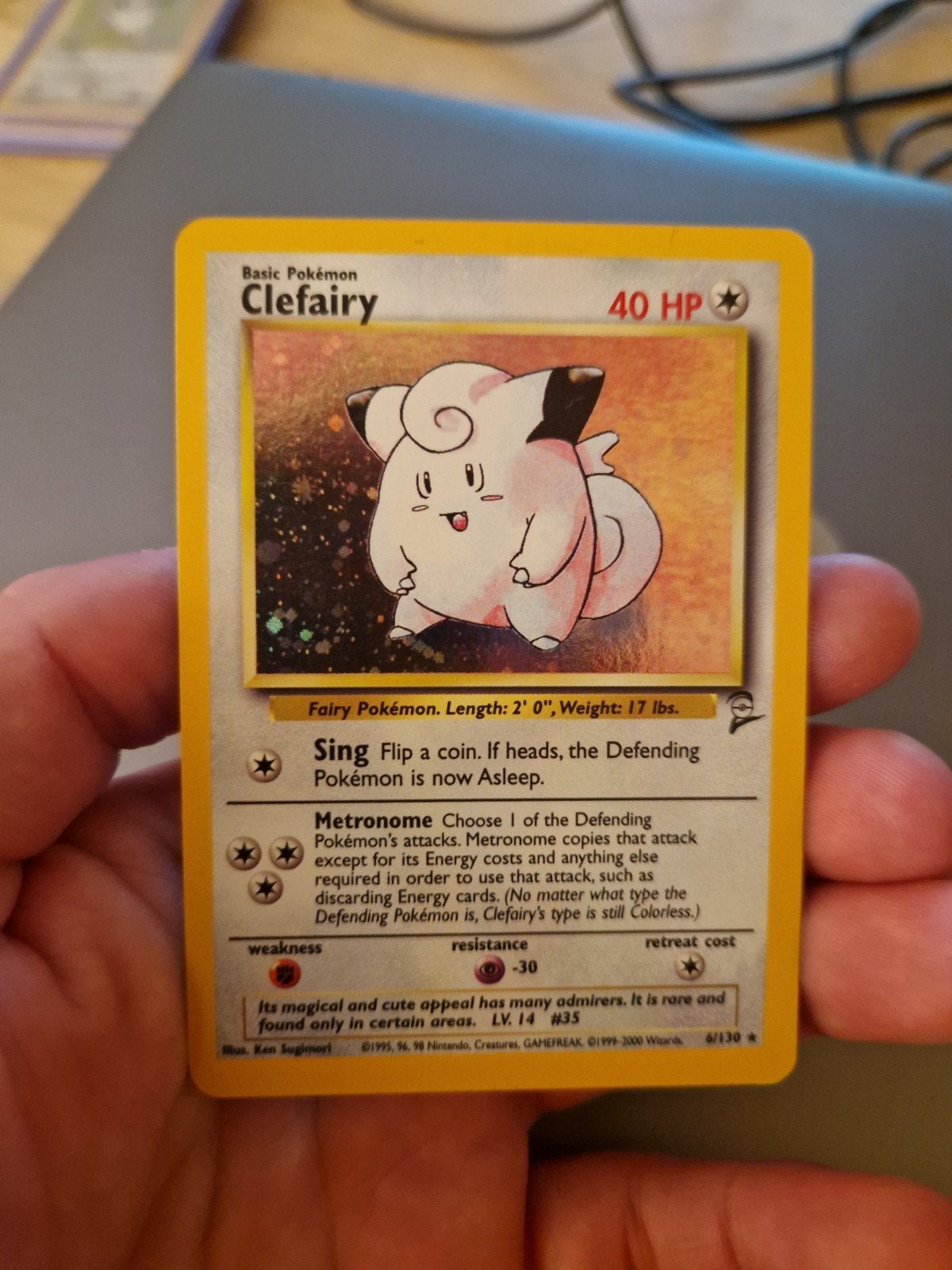 Pokemon Clefairy 6/130 Holo Base Set 2 uit 2000 te koop, Ophalen of Verzenden, Gebruikt, Losse kaart, Foil