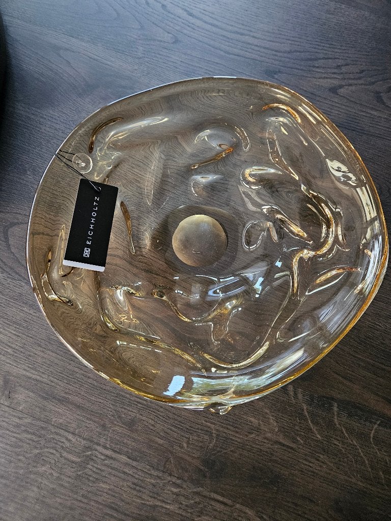 prachtige brons/goudkleurige glazen schaal van eicholtz, Ophalen, Schaal, Rond, Nieuw