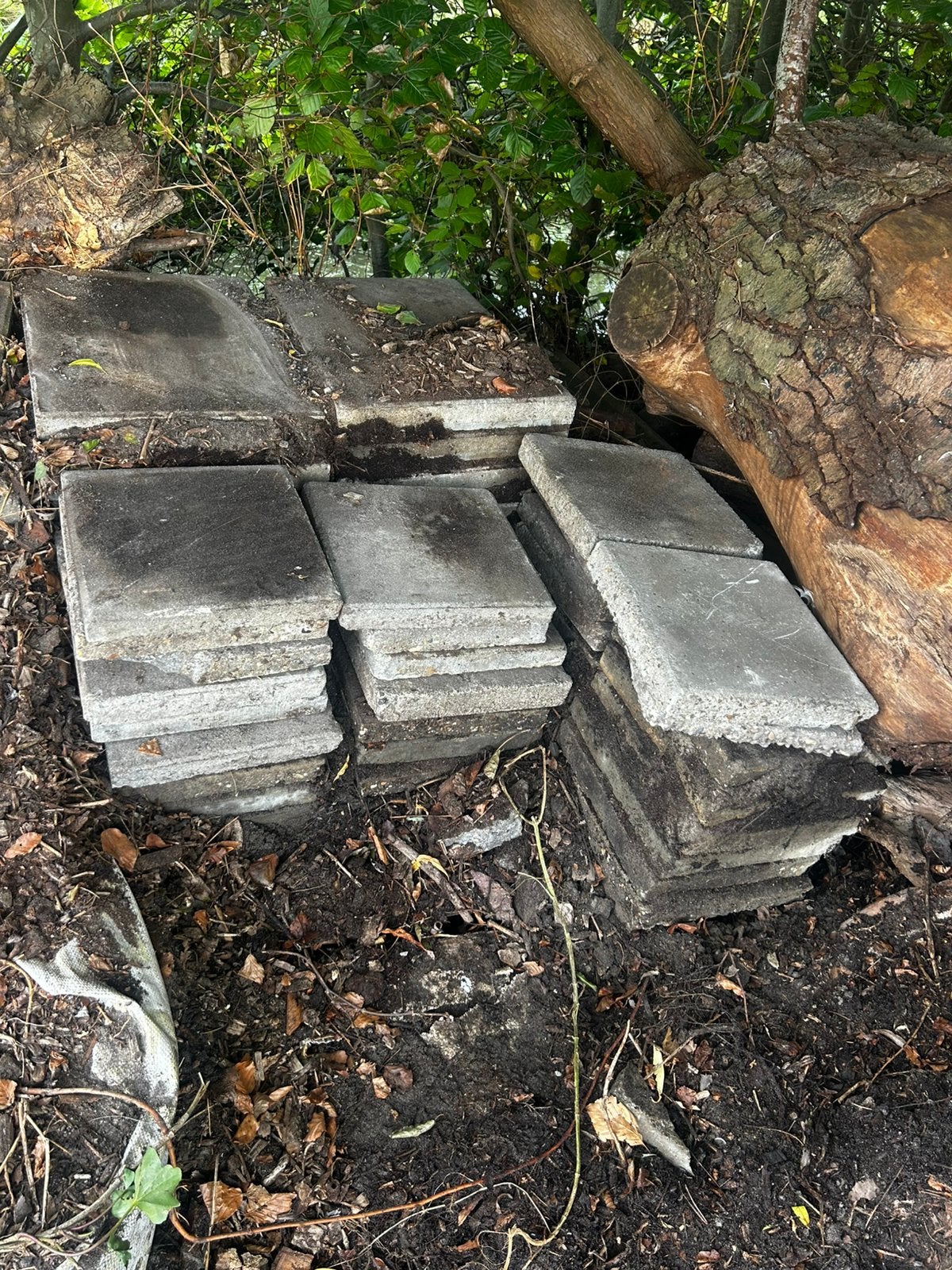 Gratis ca 40 30x30 betontegels, Ophalen, Gebruikt, Beton, Terrastegels