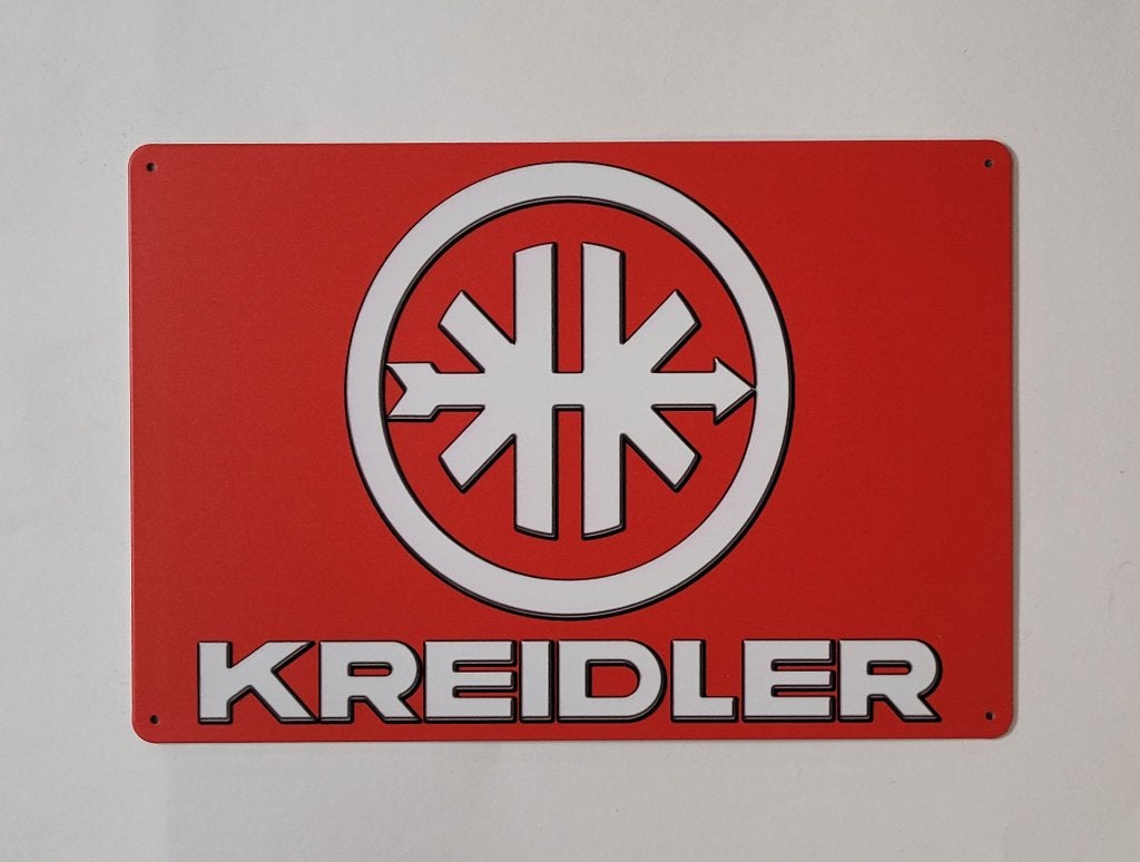 Kreidler logo rood reclamebord van metaal wandbord decoratie, Reclamebord, Info@deconoord.nl, Deco Noord, Nieuw