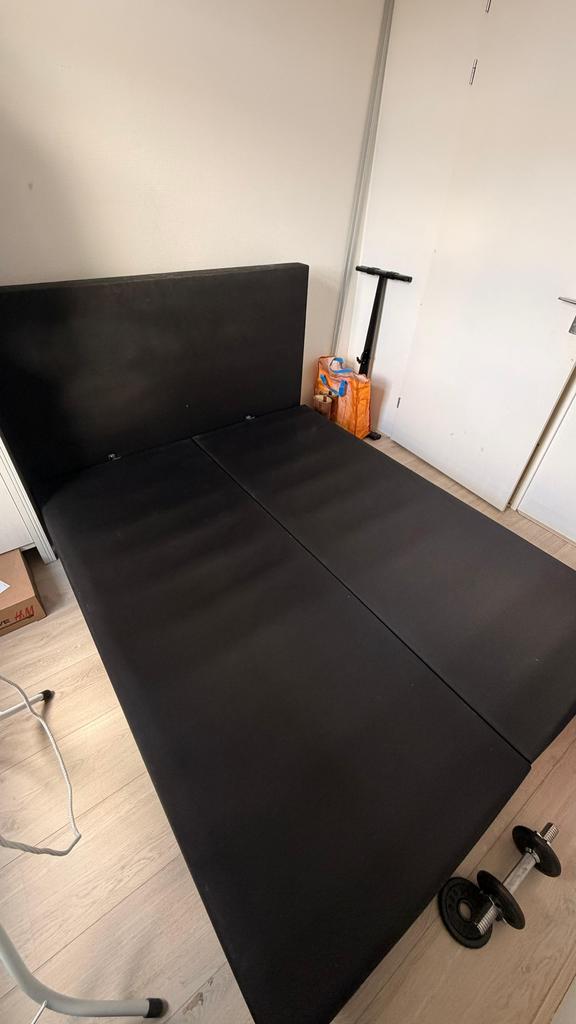 Bedbodem/boxspring 1,6 m breed en 2 m lang (zonder matras!), Huis en Inrichting, Slaapkamer | Boxsprings, Gebruikt, Zwart, Tweepersoons