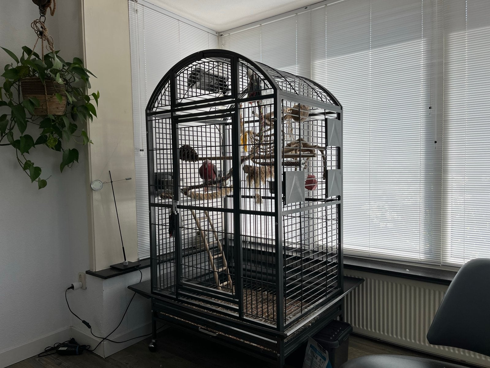 Grote vogelkooi voor papegaaien en grote parkieten, Dieren en Toebehoren, Vogels | Hokken en Kooien, Ophalen, Metaal, Vogelkooi