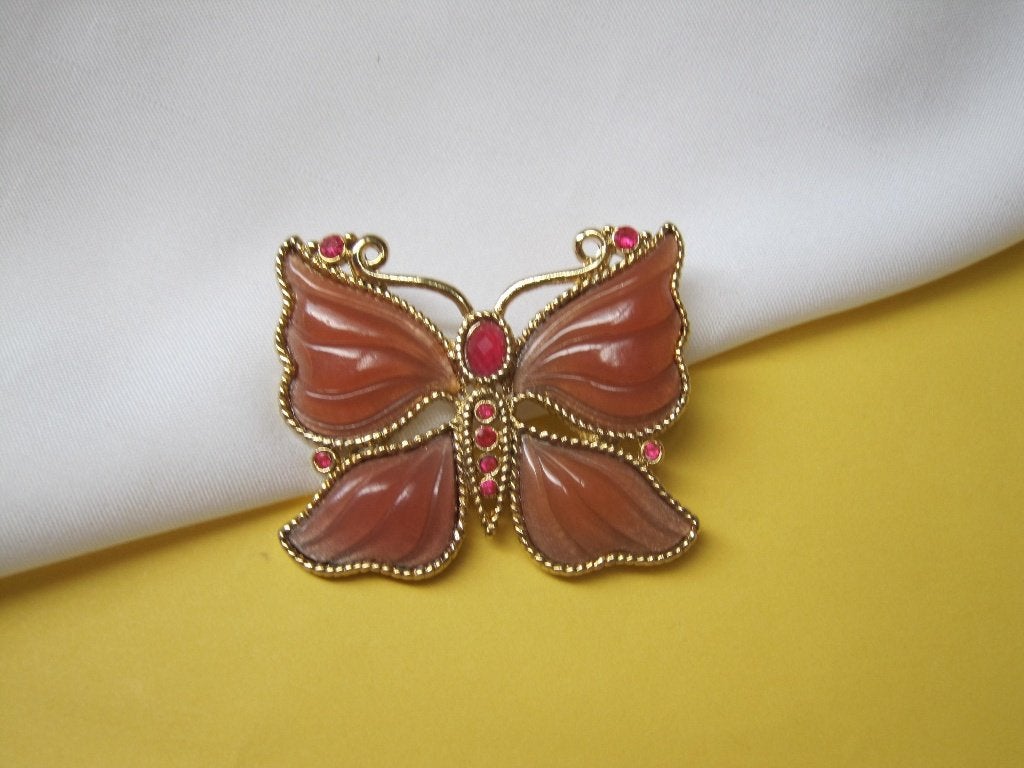 Broche vlinder/kunststof vleugels en steentjes, Overige materialen, Overige kleuren, Verzenden, Zo goed als nieuw