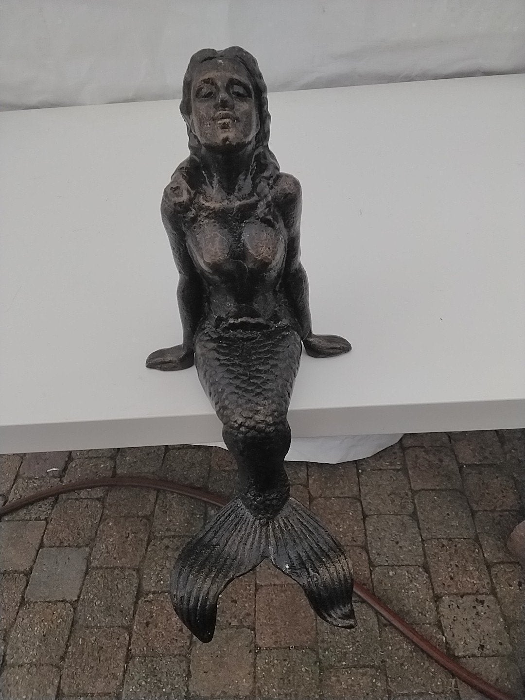 Bronzen Zeemeermin Beeld - 35 cm hoog, Overige onderwerpen, Ophalen of Verzenden, Gepatineerd, 20 - 50 cm