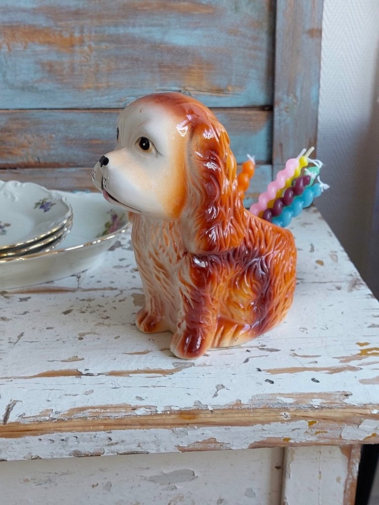 Vintage (bloem)potje in de vorm van een hondje, Ophalen of Verzenden