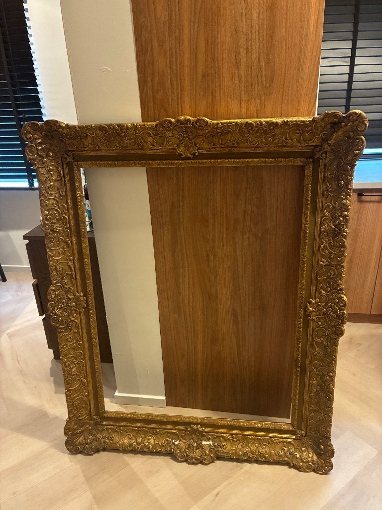 Antieke schilderijlijst met ornamentwerk – 105 x 80 cm, Ophalen, Overige materialen, 135 cm, Schilderijlijst