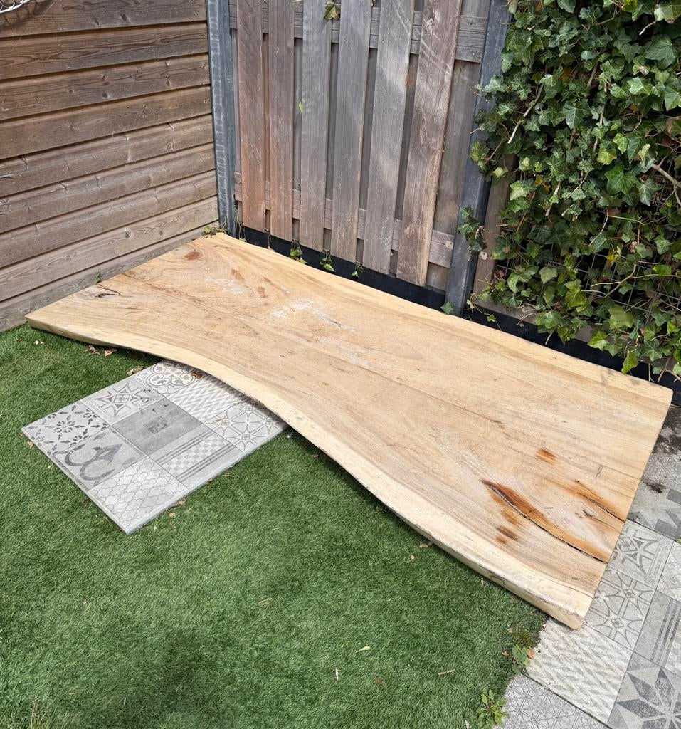 Massief eiken (boomstam) tafelblad, Huis en Inrichting, Tafels | Eettafels, Ophalen, 200 cm of meer, 50 tot 100 cm, Zo goed als nieuw