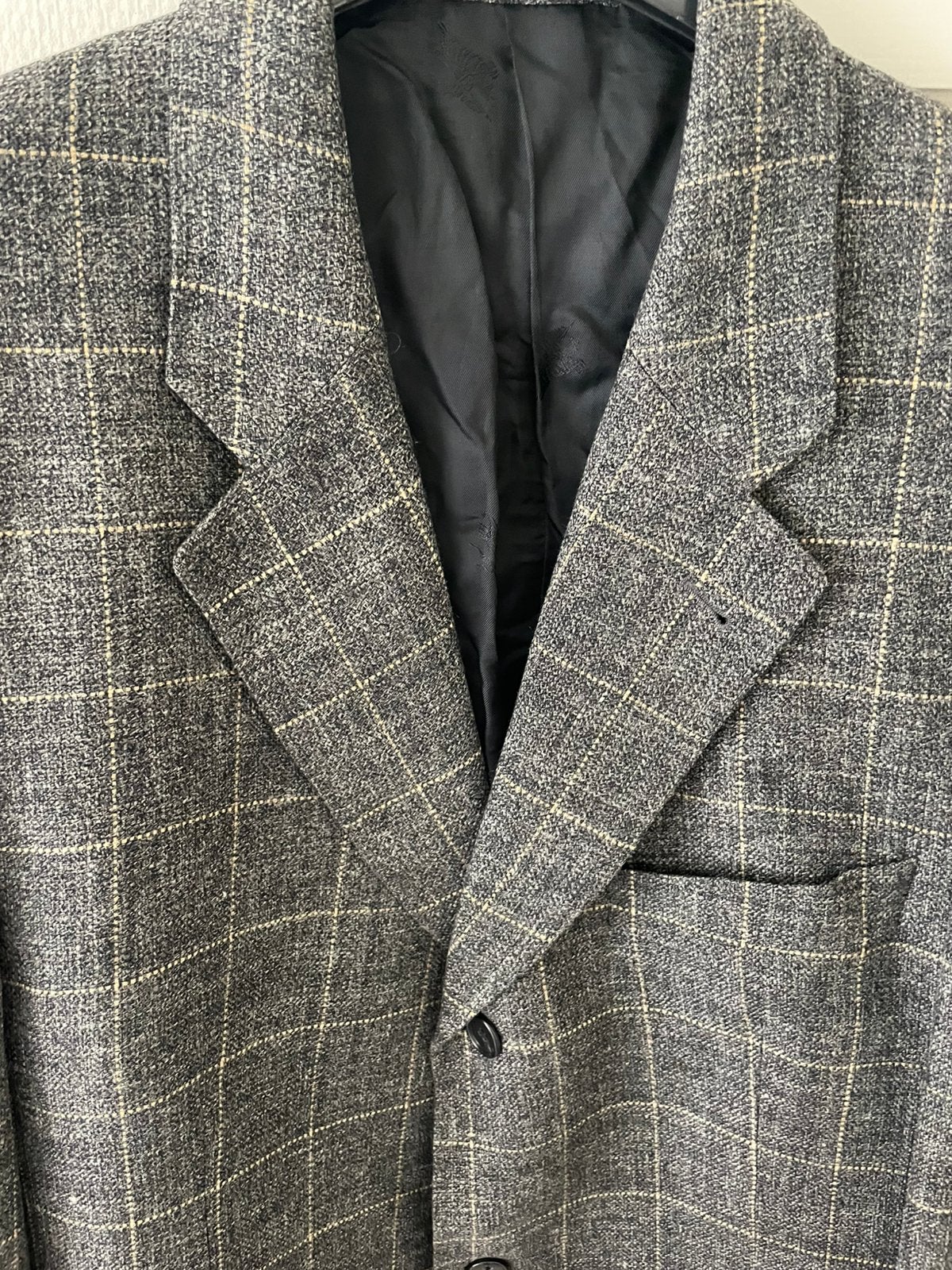 Te koop: wollen colbert, Burberry, grijs, ruit, maat, Ophalen of Verzenden, Zo goed als nieuw, Grijs