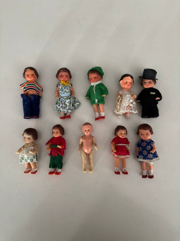 Charmante set van 10 vintage ari popjes vingage jaren 50-60!, Ophalen of Verzenden, Gebruikt, Pop