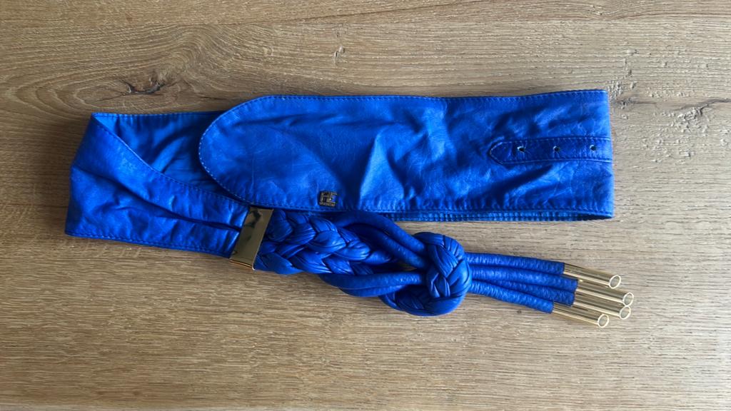 PE Florence blauwe lederen ceintuur, Kleding | Dames, Riemen en Ceinturen, Ophalen of Verzenden, Zo goed als nieuw, Overige kleuren
