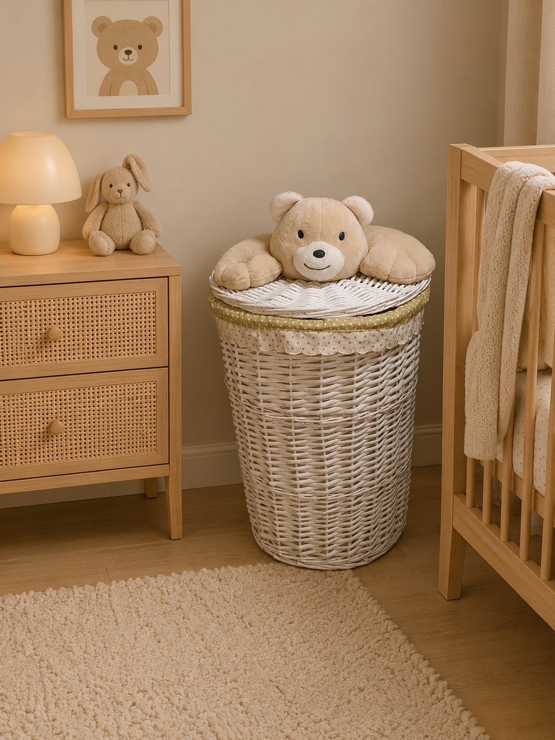 Rieten Wasmand met Teddy – Kinderkamer (Tegelen), Ophalen, Zo goed als nieuw, Overige typen