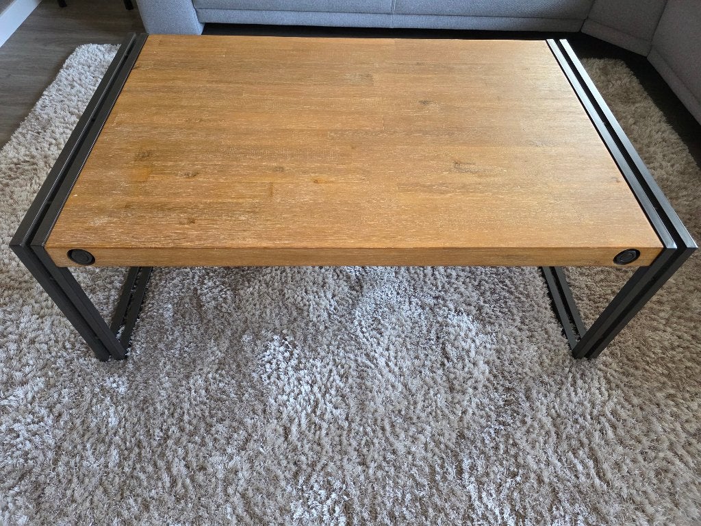 Houten metaal salontafel industrieel 110x70, 100 tot 150 cm, 50 tot 100 cm, Zo goed als nieuw, Ophalen