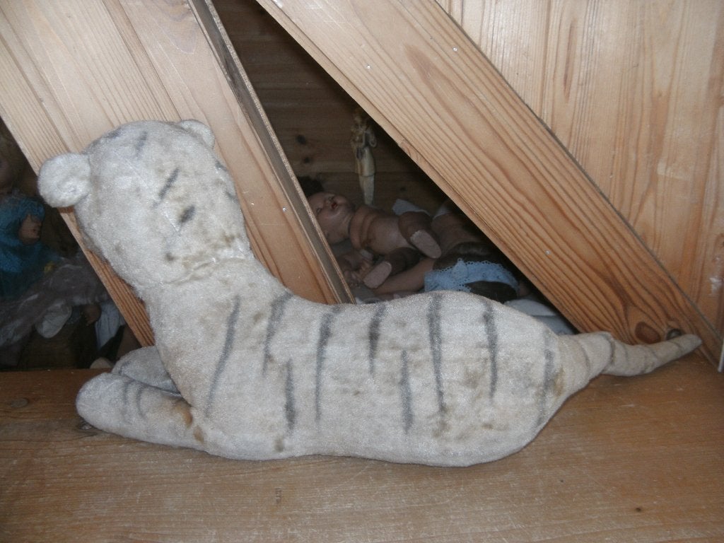 Tijger Esso shabby sleets pluche stro gevuld knuffel beertje, Ophalen of Verzenden, Gebruikt, Overige typen, Overige merken