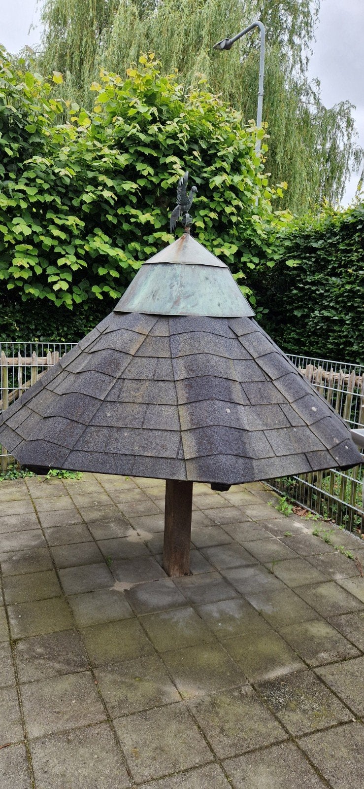 Unieke houten overkapping met dakshingles, Tuin en Terras, Tuinhuizen, Ophalen, 250 tot 500 cm, Overige typen, Zonder ramen