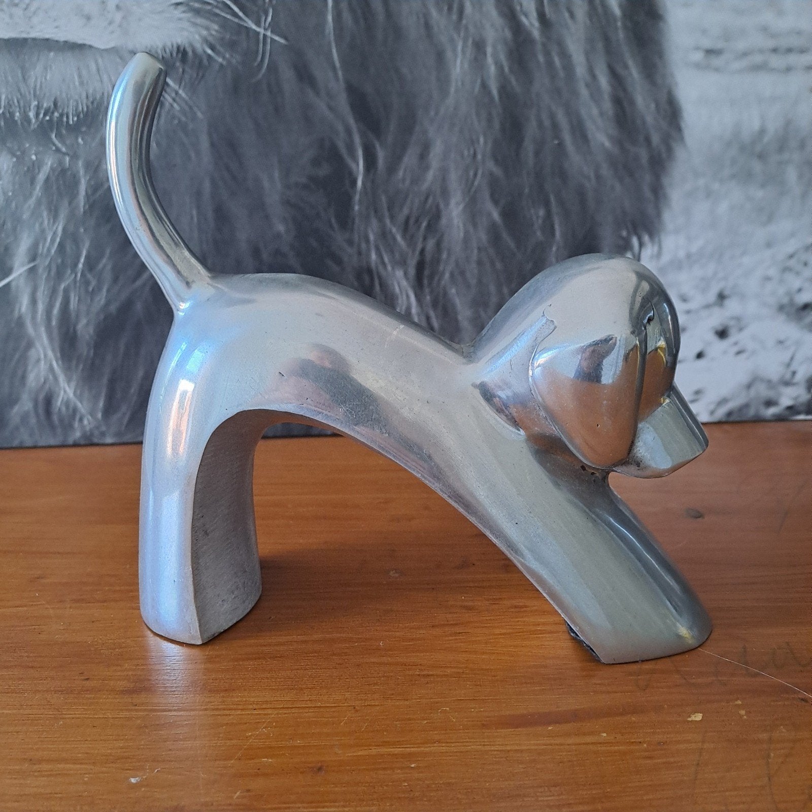 Art Deco Aluminium Hond Boekensteun / Deco, Ophalen of Verzenden