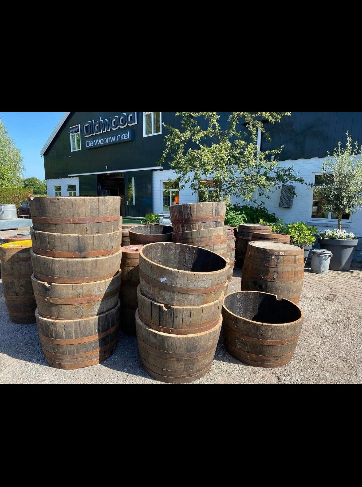 Bloembak Plantenbak, Tuin en Terras, Bloembakken en Plantenbakken, Ophalen, Zo goed als nieuw, Rond, Hout