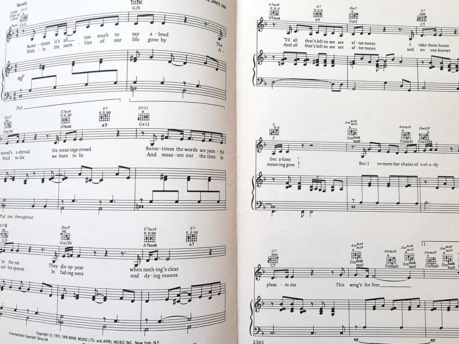 Janis Ian - Aftertones Songbook (1975) Vintage Art15, Muziek en Instrumenten, Gebruikt, Gitaar, Ophalen of Verzenden, Artiest of Componist