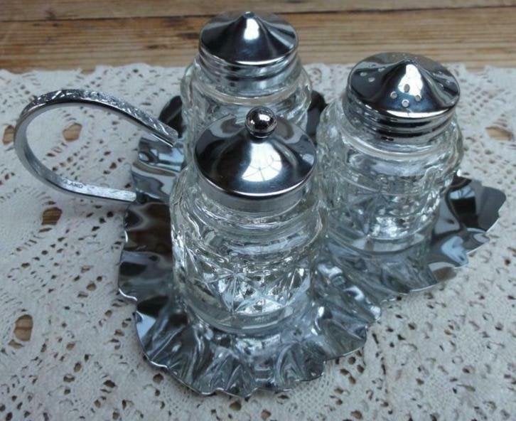 SALE Vintage Engels ménage setje, zout, peper, mosterd, blad, -, -, Ophalen of Verzenden, Zo goed als nieuw
