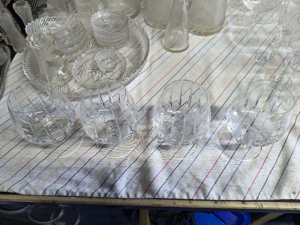 Set 4 kristal glazen cognacglazen vintage, Ophalen