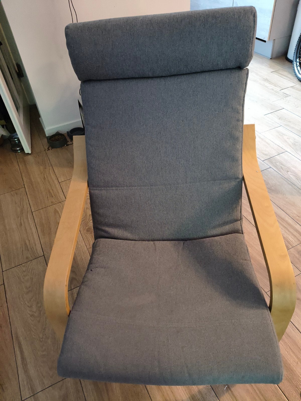 2x IKEA Poäng stoel met grijze bekleding, Ophalen, Gebruikt, Grijs, Eén
