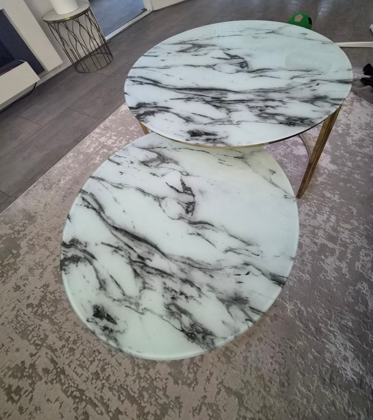 2 stuks salontafel, 50 tot 100 cm, Rond, Glas, 50 tot 100 cm