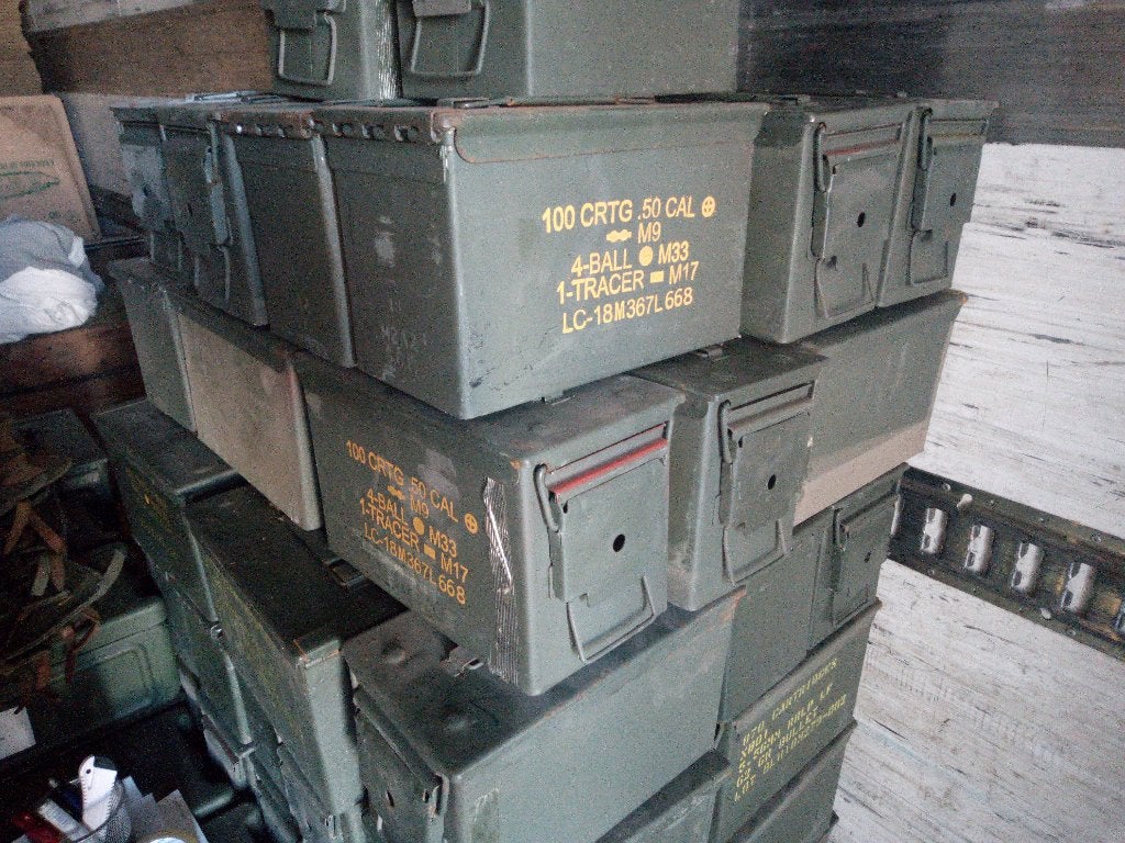 Stalen leger kistjes Munitiekist .50 cal (Ruim op voorraad), Ophalen of Verzenden, Landmacht, Nederland, Overige typen