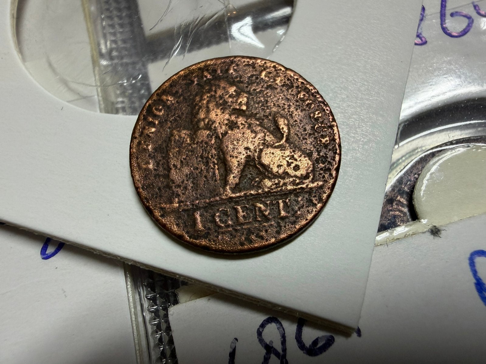 Belgische 1 cent munt 1901 koning Leopold II, bodemvondst, Verzenden, Brons, Losse munt