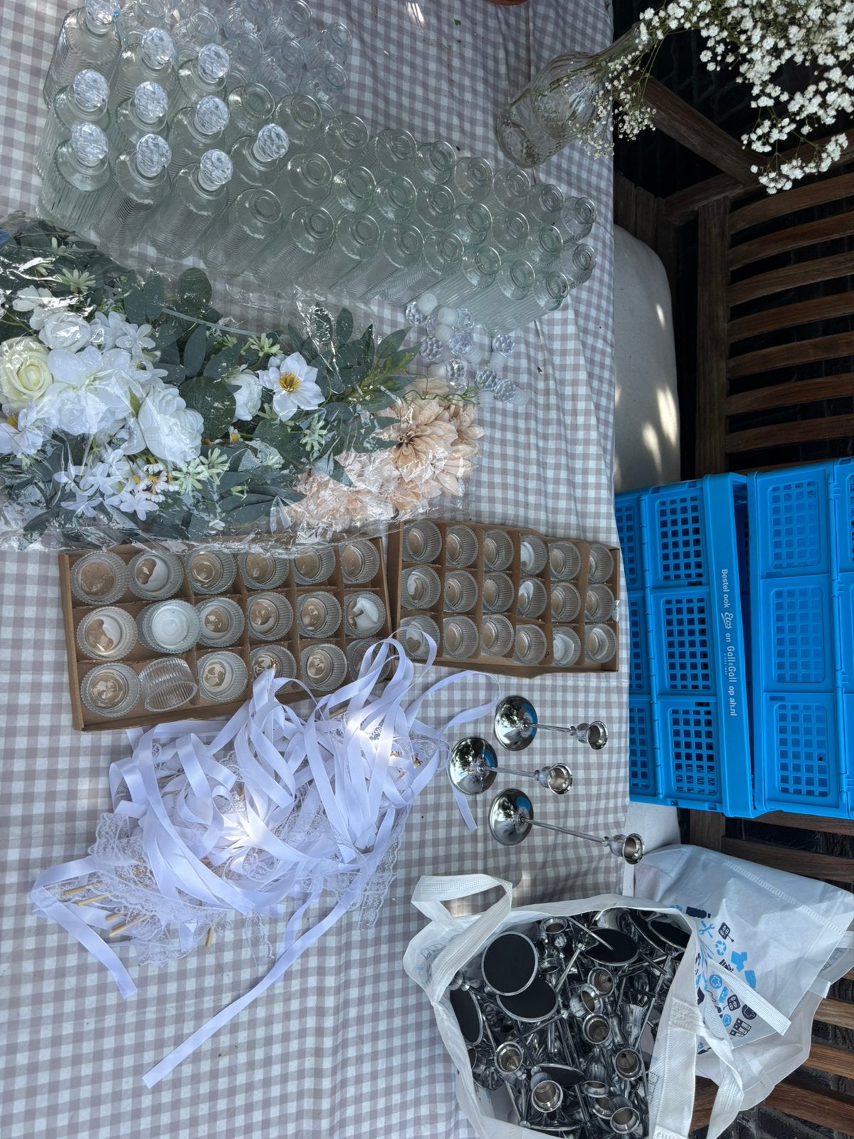 Bruiloft decoratie/ versiering totaalpakket!, Hobby en Vrije tijd, Feestartikelen, Ophalen, Zo goed als nieuw, Versiering, Geboorte of Huwelijk