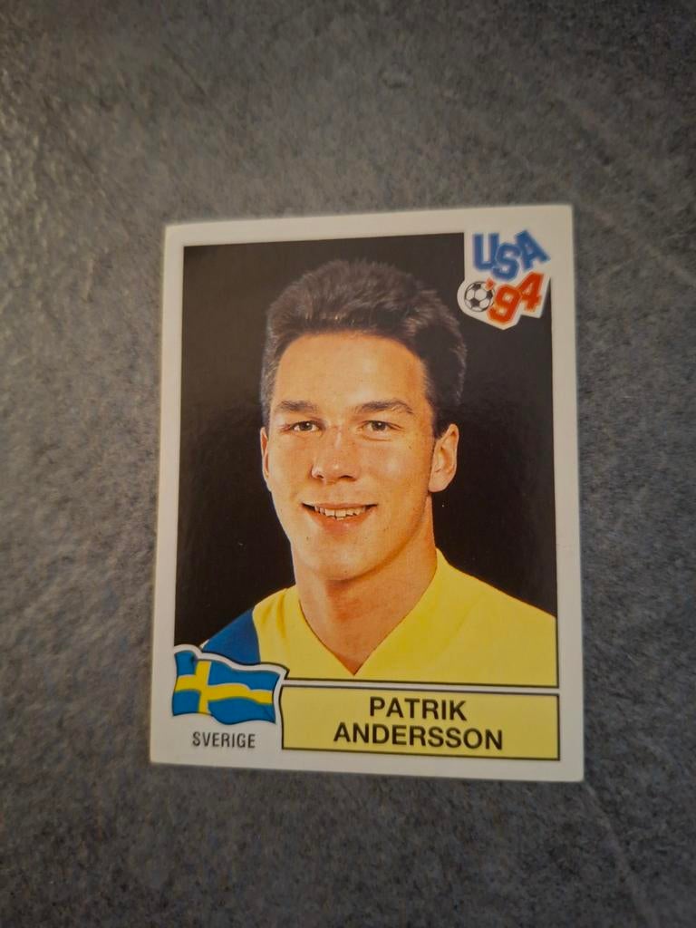 Panini sticker WK 94 USA (rood). Patrik Andersson Zweden., Verzenden, Zo goed als nieuw, Sticker