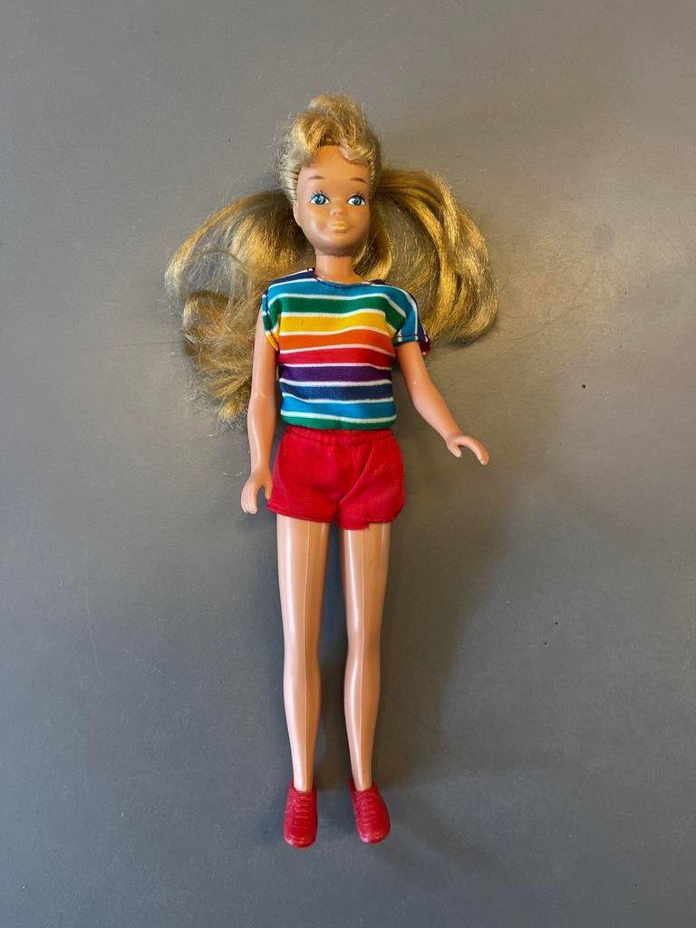 Vintage Skipper pop met diverse accessoires, Ophalen of Verzenden, Gebruikt, Barbie