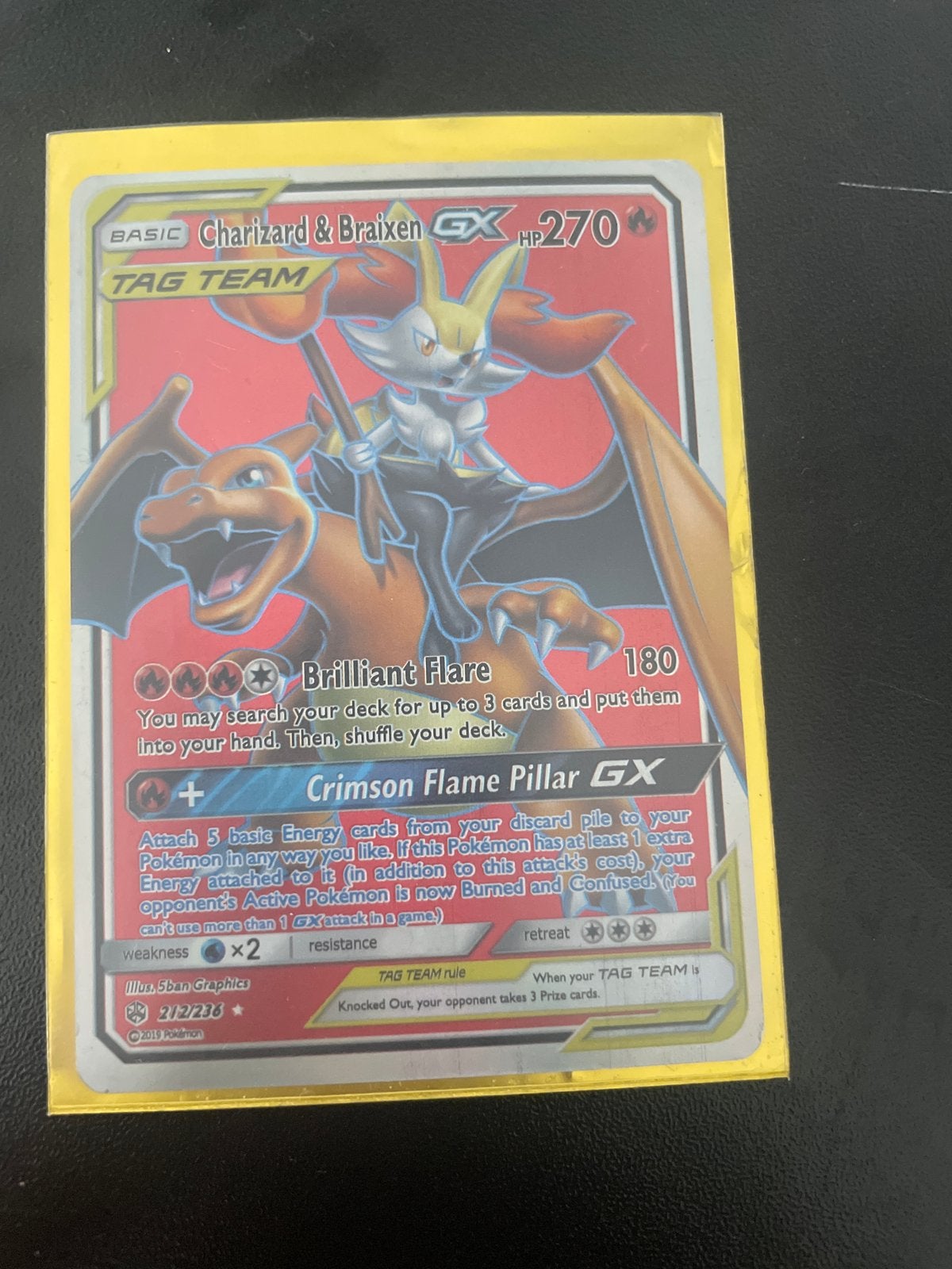 Charizard & Braixen GX Pokémon kaart - Zo goed als nieuw, Ophalen of Verzenden, Zo goed als nieuw, Losse kaart, Foil