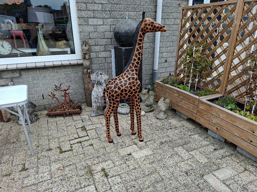 grote echt leren giraf beeld 1,30 cm hoog, Ophalen, Zo goed als nieuw, Mens