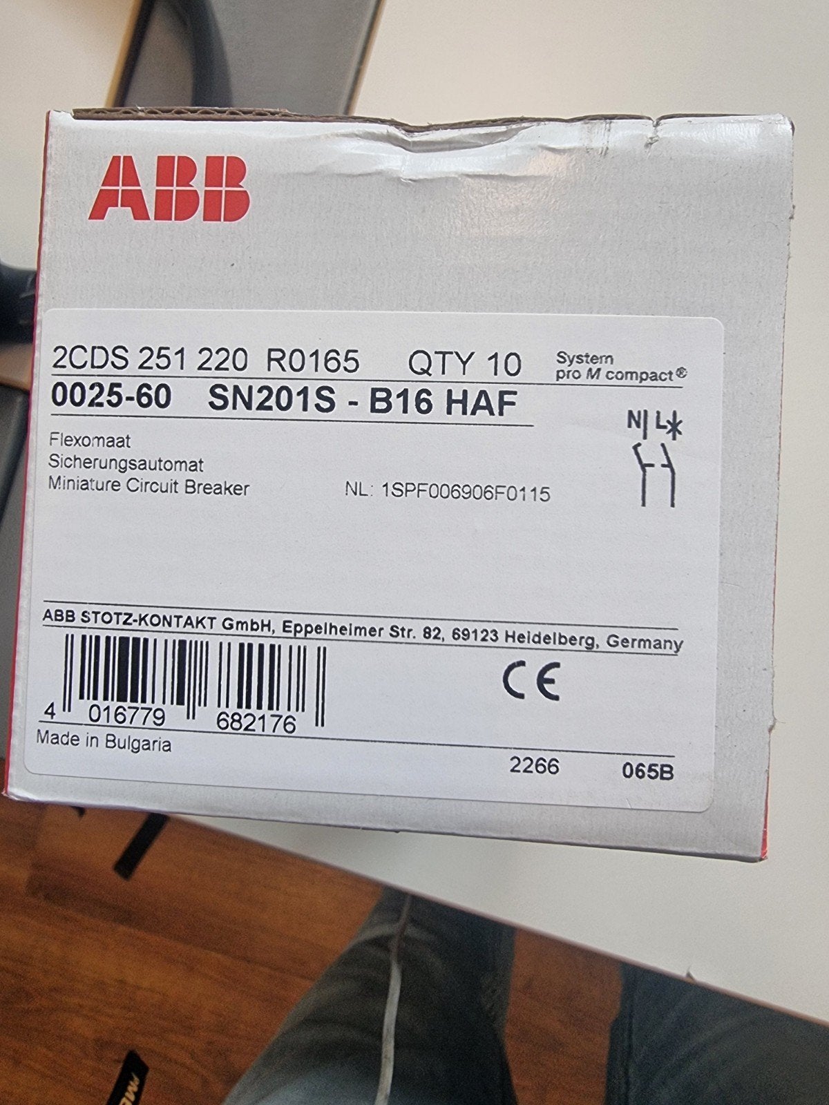ABB Installatieautomaat SN201S - B16 HAF (Nieuw), Ophalen of Verzenden, Nieuw, ABB, Installatieautomaat