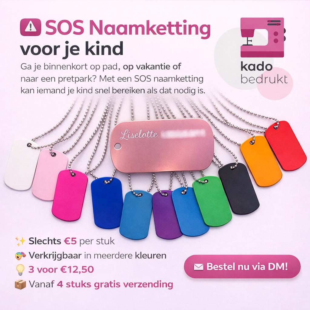 SOS Naamketting voor je kind - gepersonaliseerd, Ophalen of Verzenden, Nieuw