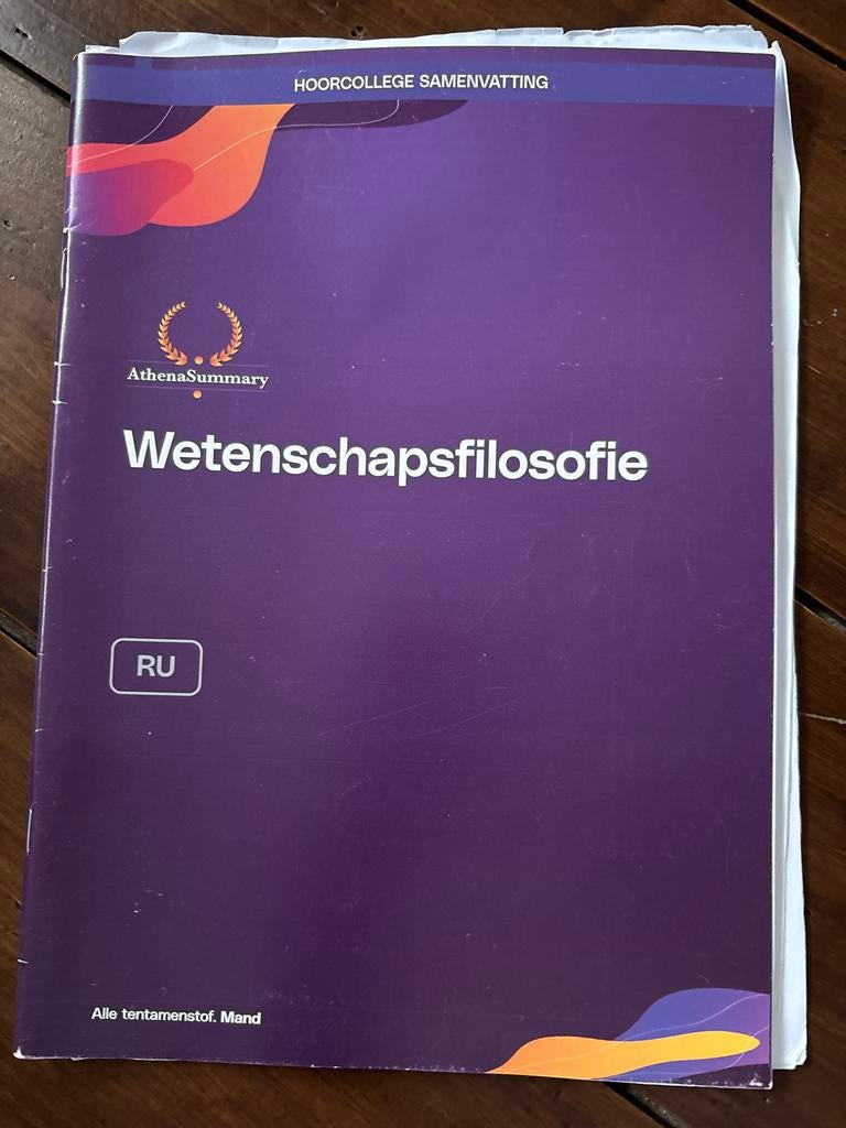 Athena Samenvatting Wetenschapsfilosofie RU, Ophalen of Verzenden, Alpha, Zo goed als nieuw, WO