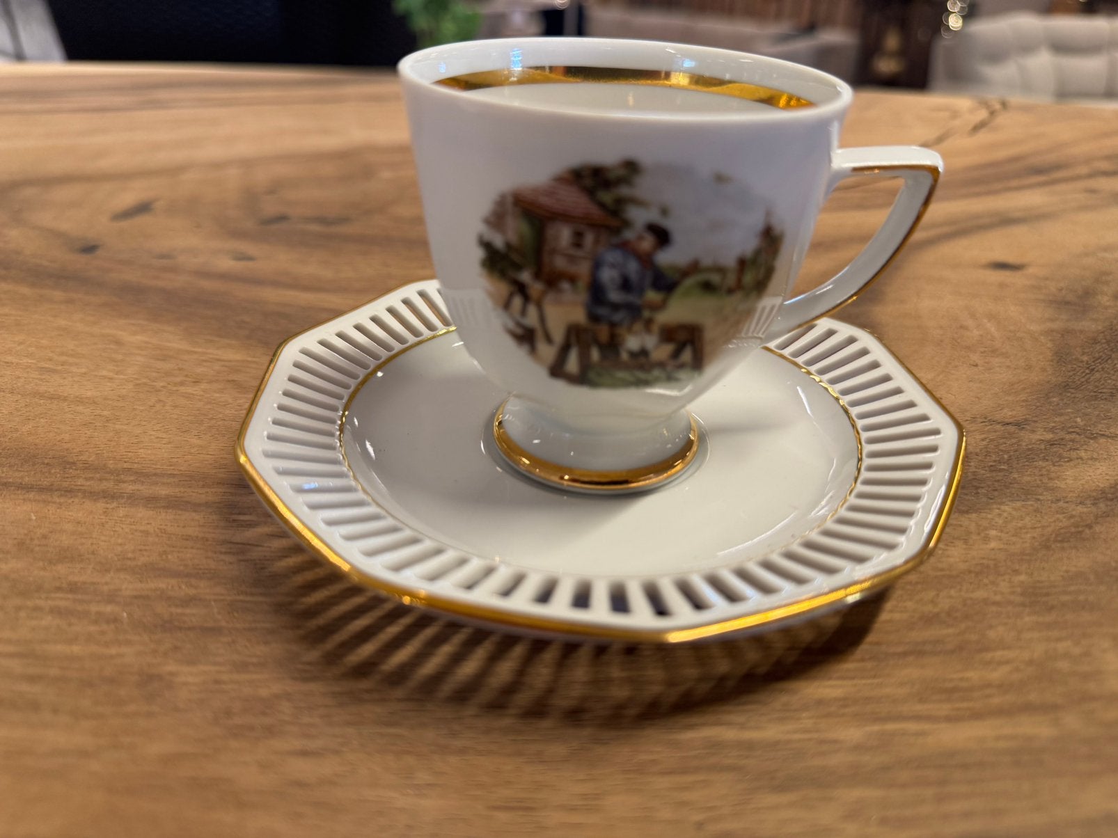Royal Schwabap porselein 6 Vintage kop en schotels, Antiek en Kunst, Antiek | Servies compleet, Ophalen
