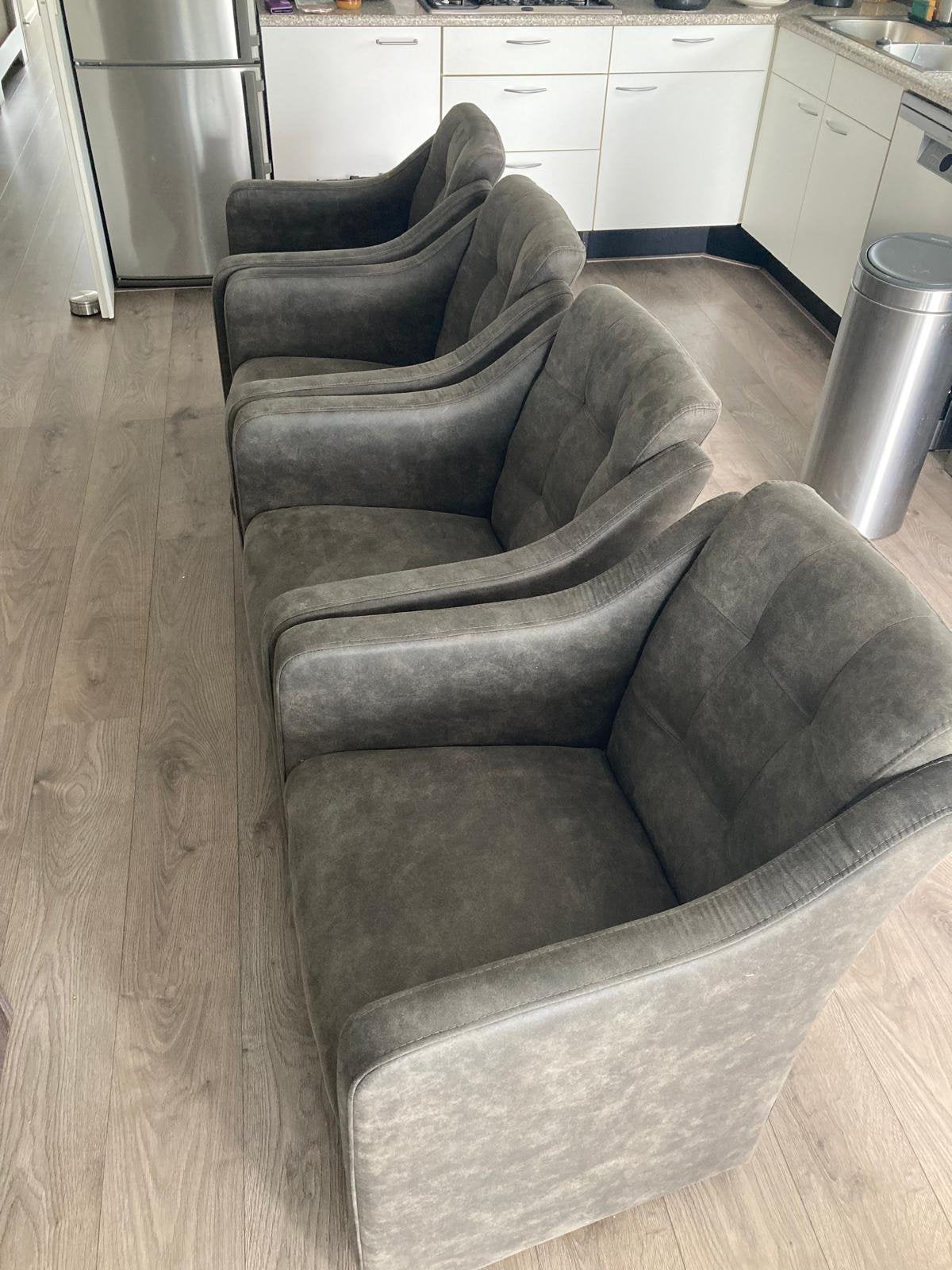 4 Eetkamer Haco stoelen | Zo goed als nieuw, Ophalen, Zo goed als nieuw, Grijs, Stof