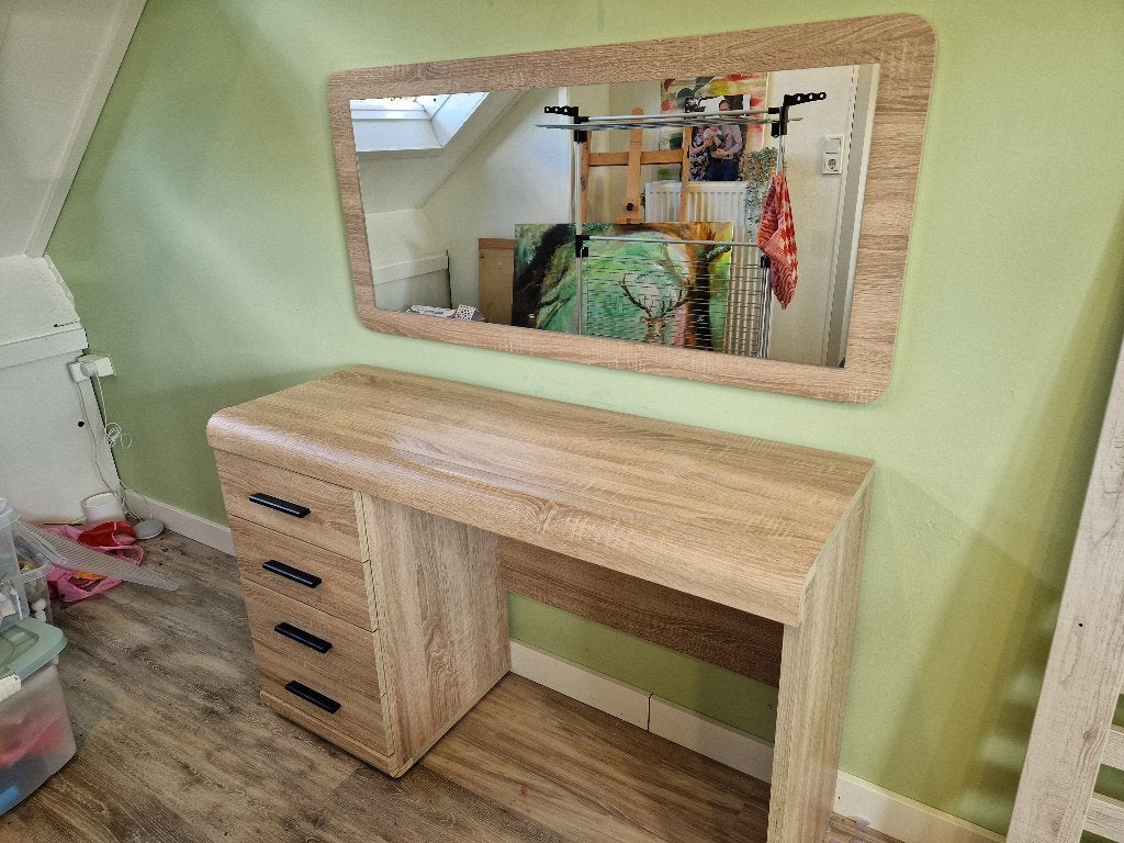 Mooie kaptafel met spiegel, Huis en Inrichting, Ophalen, Gebruikt, 100 tot 150 cm, Modern rustiek