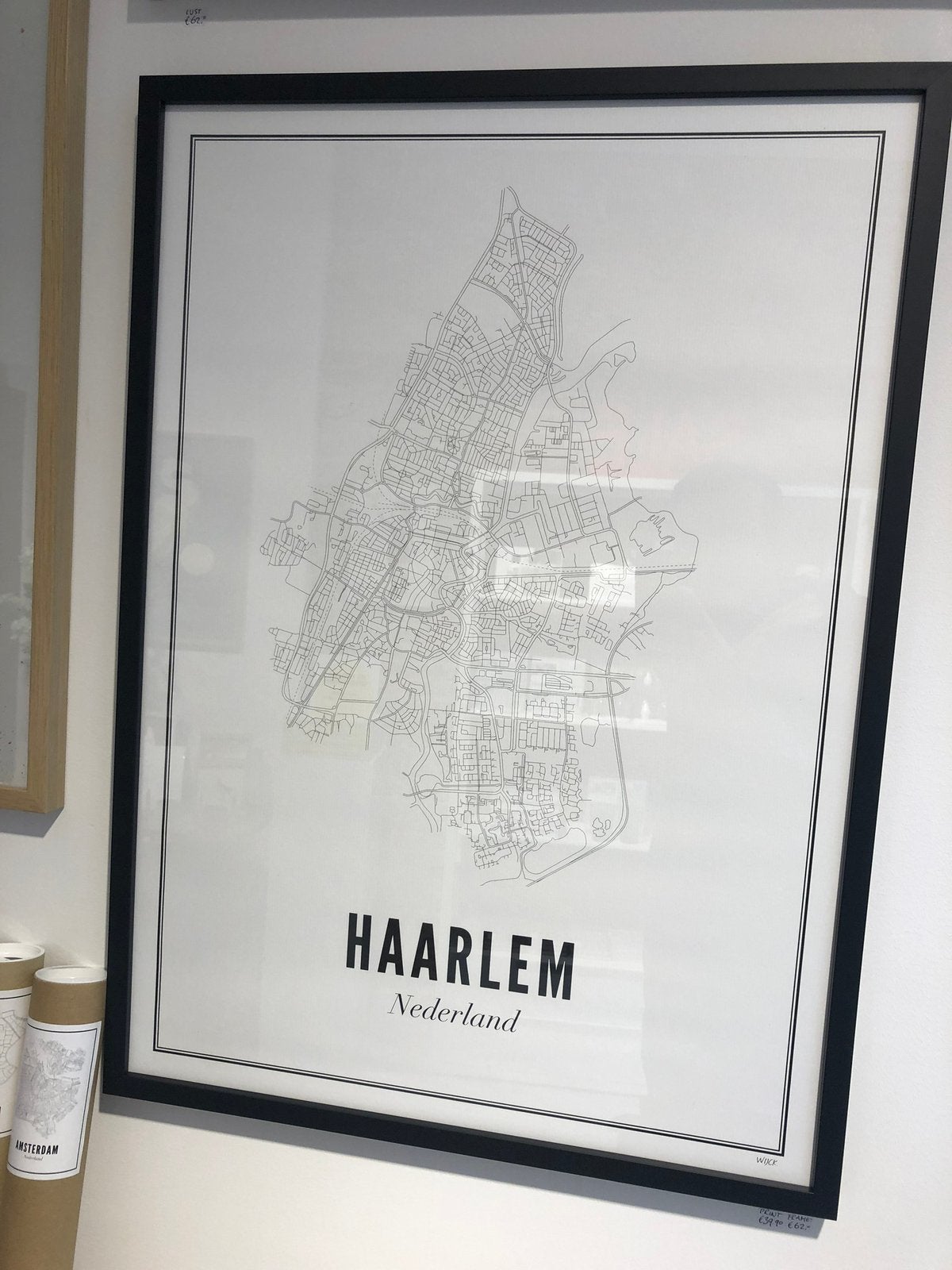 WIJCK Haarlem stad poster 50x70 zwarte houten lijst, Ophalen of Verzenden, Zo goed als nieuw, Hout, Minder dan 50 cm