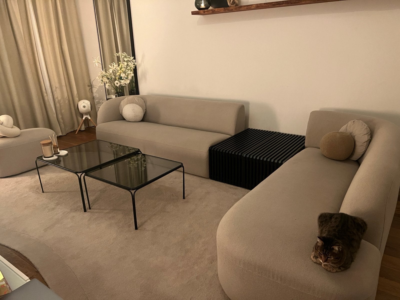 Zwart houten bankje/bijzettafel - Modern design, Ophalen, Gebruikt, 50 tot 75 cm, 100 tot 125 cm