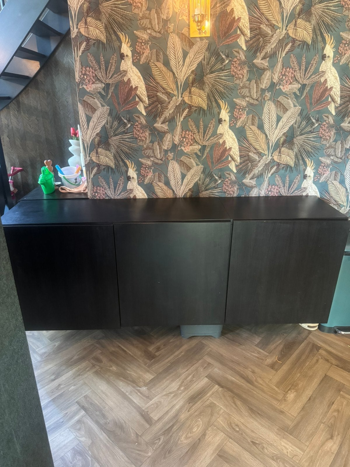 IKEA BESTÅ dressoir – 3 deuren – zwart/zwartbruin, Ophalen, Gebruikt, 25 tot 50 cm, 150 tot 200 cm
