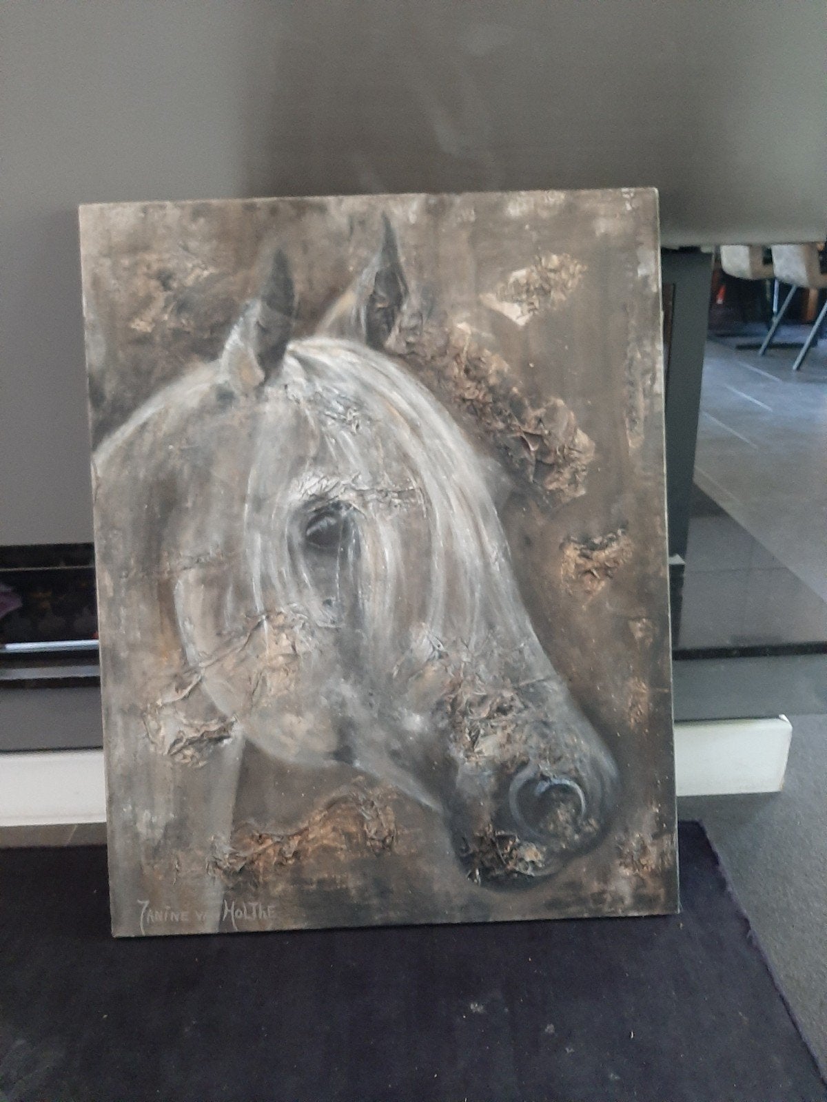 Uniek schilderij van Janine van Holthe - Paard, Ophalen