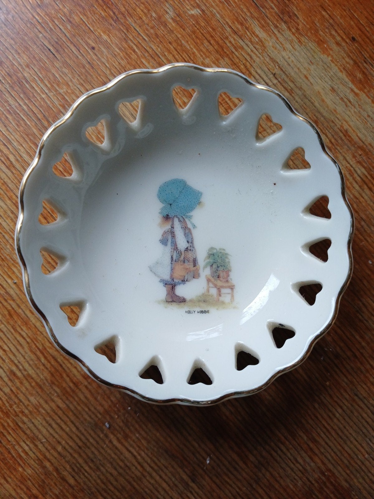 Holly Hobbie schaaltje met hartjesrand - Vintage porselein, Ophalen of Verzenden
