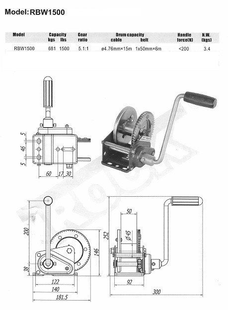 130.02 Handlier met automatische rem. 681 kg. € 89,95, Ophalen of Verzenden, Nieuw, Motor en Techniek
