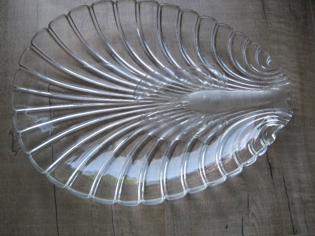 oude kristallen schaal met een decoratieve kreeft, Ophalen of Verzenden