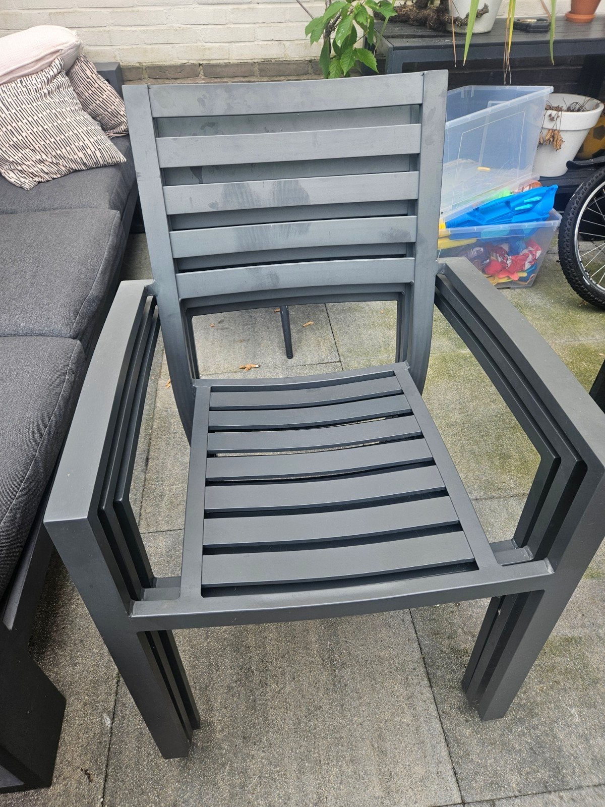 6 metalen tuinstoelen van Praxis, Ophalen, Gebruikt, Metaal